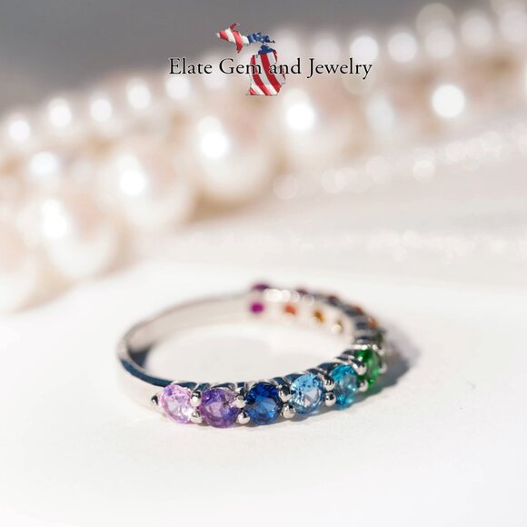 12 Stone Rainbow Pride Ring - Price includes custom sizing - Picture 11 of 14